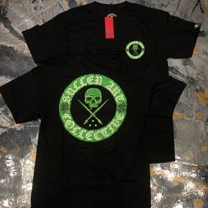 New Sullen Paddy Badge T Shirt Sz M Shamrock Skull